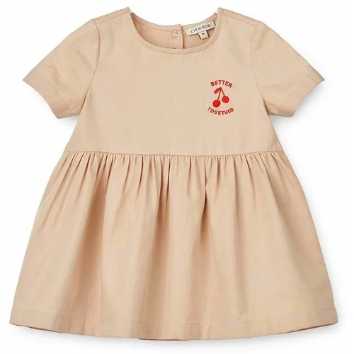 Liewood Pamučna haljina za bebe Livia Baby Dress boja: crvena, mini, širi se prema dolje