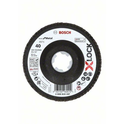 Bosch X-Lock lamelne ploče, verzija pod uglom, vlaknasta ploča, ?115 mm, G 40, X571, Best for Metal, 1 komad D= 115 mm G= 40, pod uglom ( Slike
