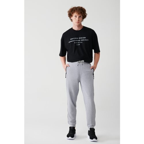 Avva Men's Gray Laced Leg Elastic Cotton Breathable Standard Fit Regular Fit Jogger Sweatpants Slike