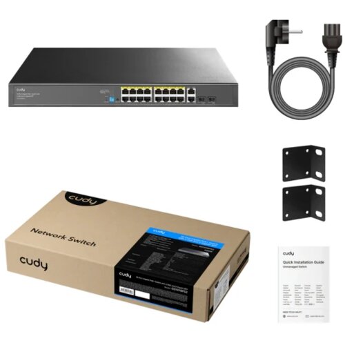 Cudy Svič 10/100/1000 16-port GS1018PS2/16 PoE+/2x Uplink/2x SFP/200W Cene