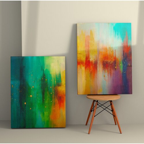 Wallity 2KNV4232 - 50 x 70 multicolor decorative canvas painting (2 pieces) Cene