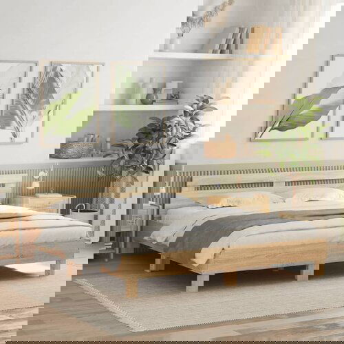 Furnova Posteljni okvir z vzglavjem in LED sonoma hrast 160x200 cm, (21938818) Slike