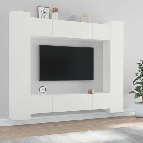  8-dijelni set TV ormarića bijeliod konstruiranog drva Slike