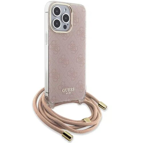  Originalna GUESS Hardcase GUHCP15LHC4SEP torbica za iPhone 15 Pro (Crossbody Cord 4G Print / pink) Slike