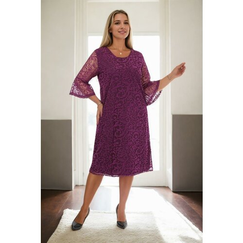Dewberry E2654 Spanish Sleeve Plus Size Evening Dress-MOR Slike