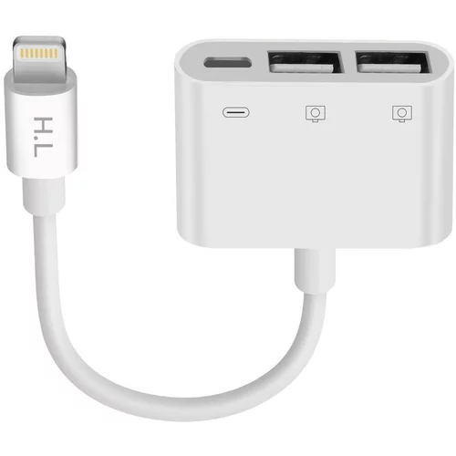 AVIZAR iPhone / iPad Lightning na 2 USB adapter za polnjenje Lightning - bel, (21123580)