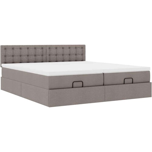 VidaXL otomanski okvir kreveta s madracima smeđesivi 200x200cm tkanine Slike