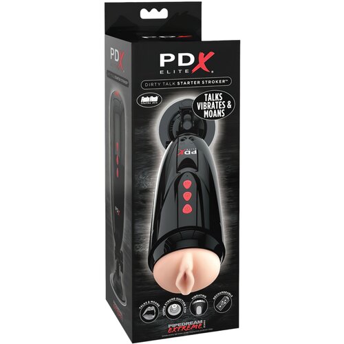 PDX Elite Dirty Talk - vibrirajući masturbator za mačkice na baterije (crni) Cene