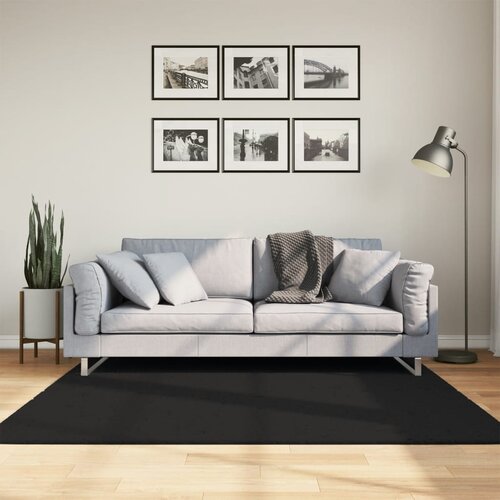 vidaXL Preproga s kratkimi vlakni mehka pralna črna 160x160 cm Cene