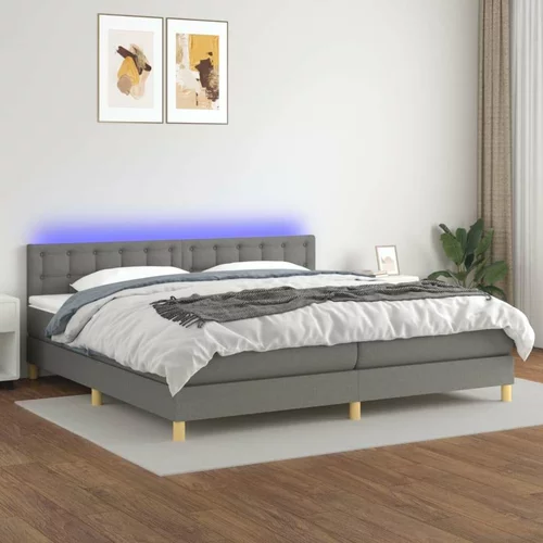  Box spring postelja z vzmetnico LED temno siva 200x200 cm blago, (20938113)