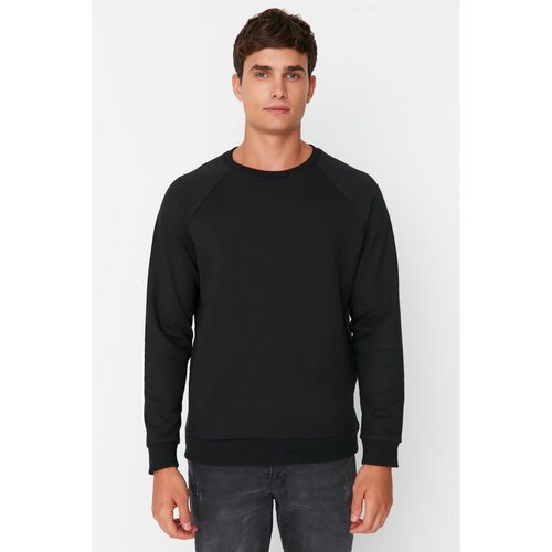 Trendyol Black Men's Basic Oversize Fit Crew Neck Raglan Sleeve Sweatshirt Slike