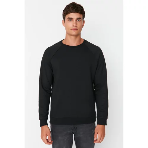 Trendyol Black Men's Basic Oversize Fit Crew Neck Raglan Sleeve Sweatshirt