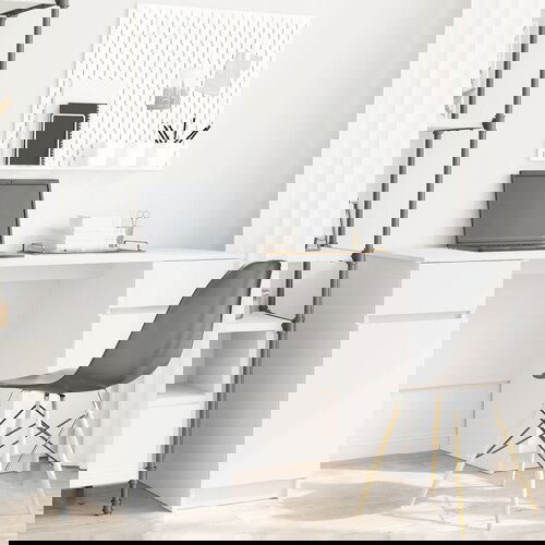 vidaXL Miza Bela 140x49x76 cm Inženirski les Cene