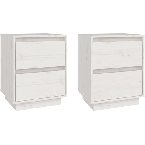 Maison Chic Dvo delni komplet Nočne omarice - Nočne mize bela 40x35x50 cm trdna borovina, (21689950) Cene