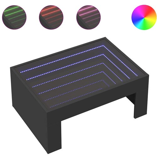  Stolić za kavu s beskonačnim LED svjetlima crni 70x50x30 cm Slike