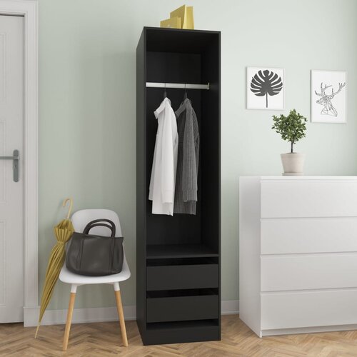 Furnova Garderobna omara s predali črna 50x50x200 cm iverna plošča, (21930135) Cene
