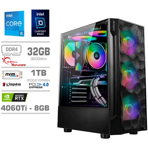 MEGA Računalnik TWR S7 i5-14600KF/RTX4060Ti-8GB/32GB/1TB-4.0/750W/Brez OS RGB, (21287787)