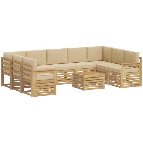  Set vanjskih sofa 10 kom. Bijela i Bež Poliester Slike