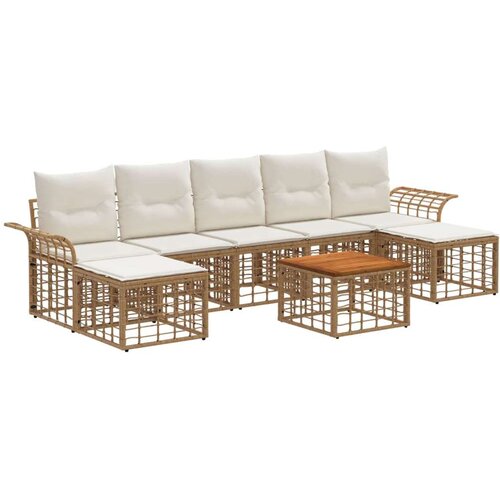  Set vanjskih sofa 8 pcs Prirodna i krema bijela Poliester - Prirodna i kremasto bijela sa stolom Cene