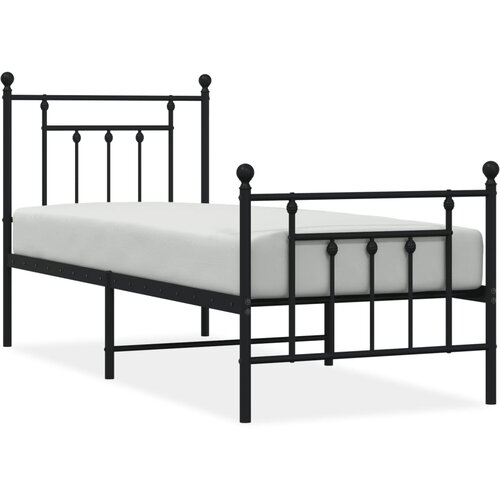  Metalni okvir kreveta uzglavlje i podnožje crni 75x190 cm Slike