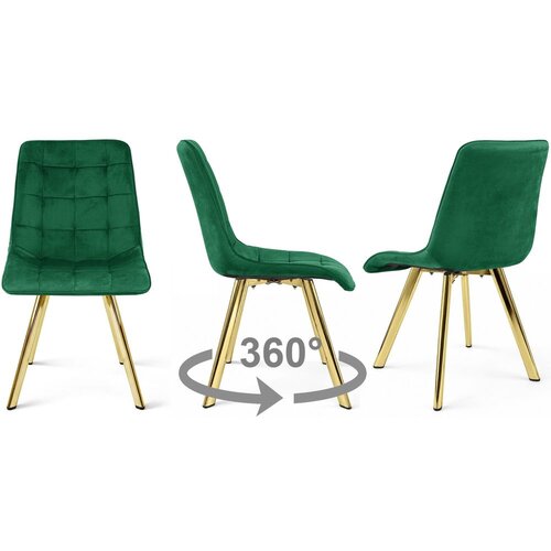  Okretna stolica CIEZA 360, zeleni bar&amp;scaron;un, zlatne metalne noge, set 2 kom Slike