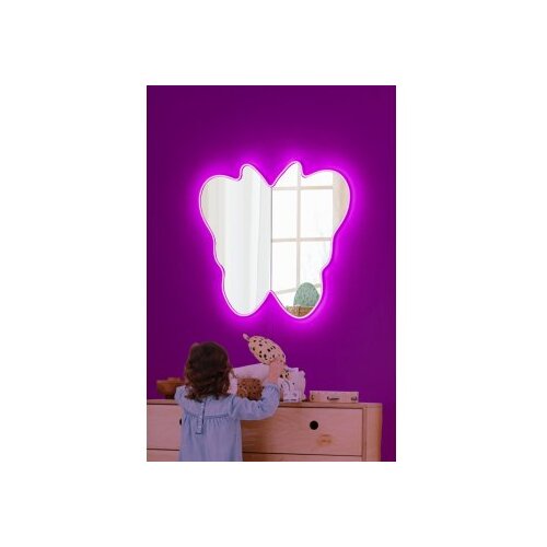 Hanah home ogledalo sa led osvetljenjem butterfly silver pink Slike
