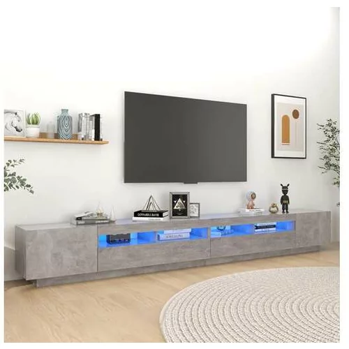 TV omarica z LED lučkami betonsko siva 300x35x40 cm