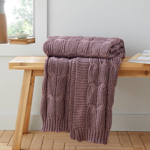 Catherine Lansfield Ružičasta/ljubičasta pletena deka 130x170 cm Chunky Marl Knit &amp;ndash; Slike
