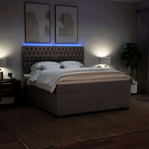 VidaXL Krevet s oprugama i madracem smeđesivi 180x200 cm tkanina Slike