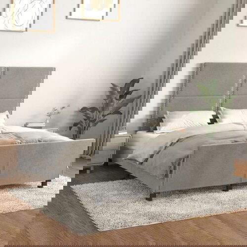 The Living Store Posteljni okvir z vzglavjem svetlo siv 140x200 cm žamet - Posteljni Okvir Z Vzglavjem, (21492656) Cene