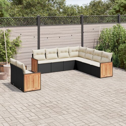 vidaXL 9-dijelni set vrtnih sofa s jastucima crni od poliratana Cijene