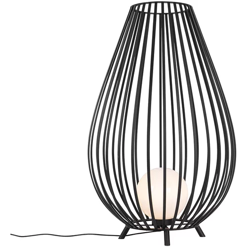 QAZQA Dizajnerska talna svetilka črna z opalom 110 cm - Angela