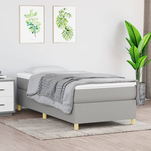 VidaXL Box spring postelja z vzmetnico svetlo siva 90x190 cm blago Slike