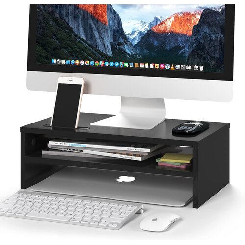 BONTEC leseno stojalo za monitor z 2 nivojema in organizatorjem Slike