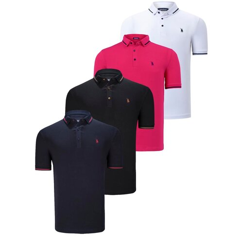 Dewberry QUADRUPLE SET T8586 MEN&amp;#039;S T-SHIRT-BLACK-WHITE-NAVY-FUCHSIA Slike