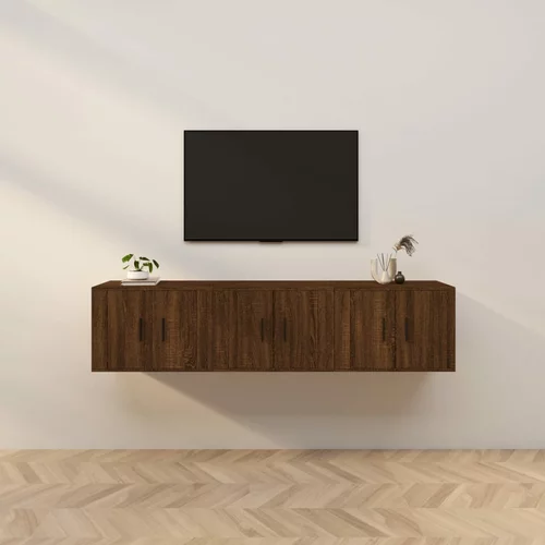 vidaXL Stenska TV omarica 3 kosi rjavi hrast 57x34,5x40 cm
