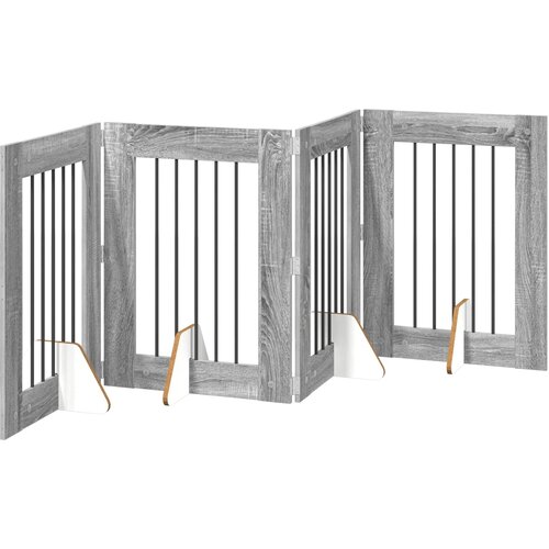  Vrata za pse s postoljem 4 pcs Siva sonoma 60 x 80 cm Slike