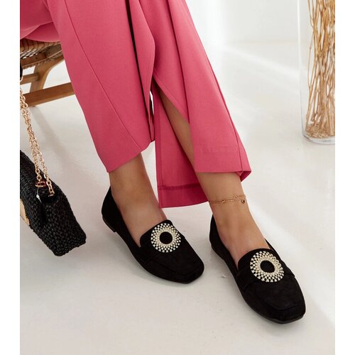 Gemre Black moccasins adorned with rhinestones Celena Cijene
