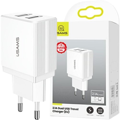Usams ŁAD. SIEC. 2XUSB T24 2,1A BIAŁY /WHITE (ONLY HEAD) CC90TC01 (US-CC090), (22057754) Slike