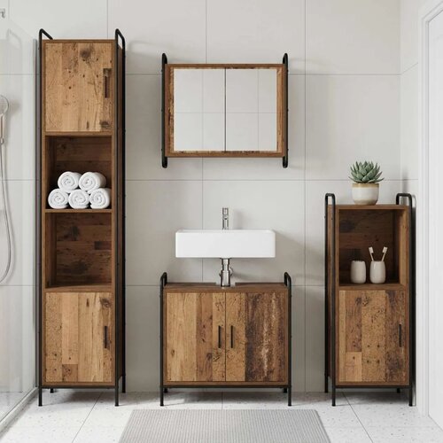  Set ormarića za kupaonicu 3 kom. Staro drvo 40 x 36 x 99 5 cm - Staro drvo Kupaonski ormarić (2 vrata) + viseći ormarić + kupaon Cijene