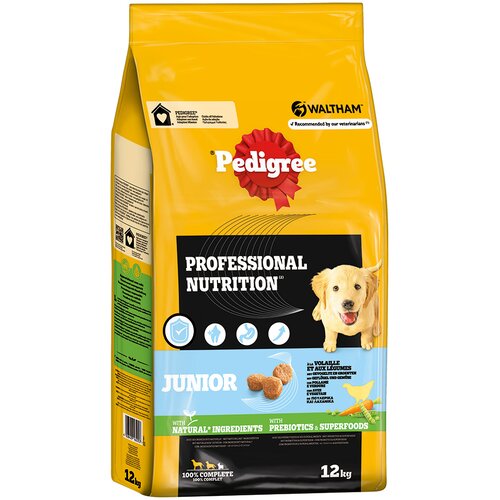 Pedigree Professional Nutrition Junior s perutnino in zelenjavo - Varčno pakiranje: 2 x 12 kg Cijene