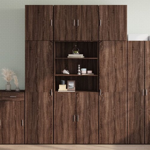VidaXL Visoka omara rjavi hrast 80x42,5x249 cm inženirski les Slike
