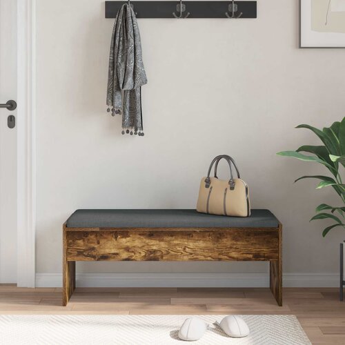  Klupa za hodnik s jastukom Dimljeni hrast 103 x 38 x 40 cm Slike