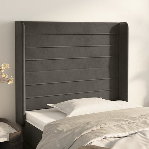 vidaXL Uzglavlje s ušima tamnosivo 93x16x118/128 cm baršunasto Cijene