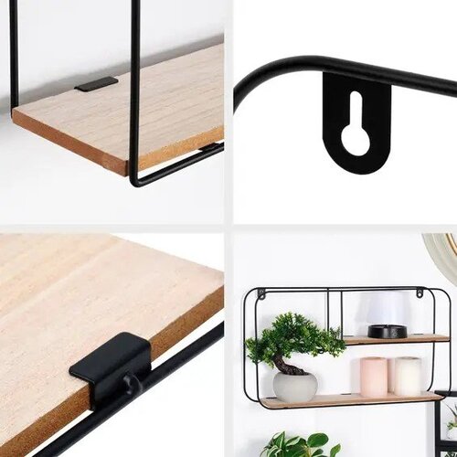  Trends4You zidna polica u LOFT stilu &amp;ndash; metal/MDF, 2 razine, 52 &amp;times; 10,5 &amp;times; 29 cm Slike