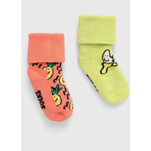 Happy Socks Otroške nogavice Kids Fruits Baby Terry Socks 2-pack rumena barva