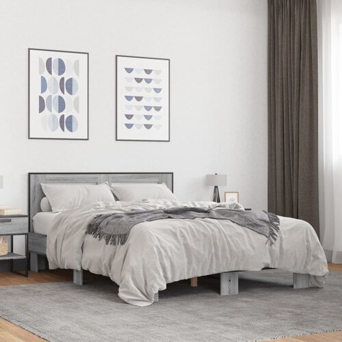 Furnova Posteljni okvir siva sonoma 140x200 cm inž. les in kovina, (21938262) Slike