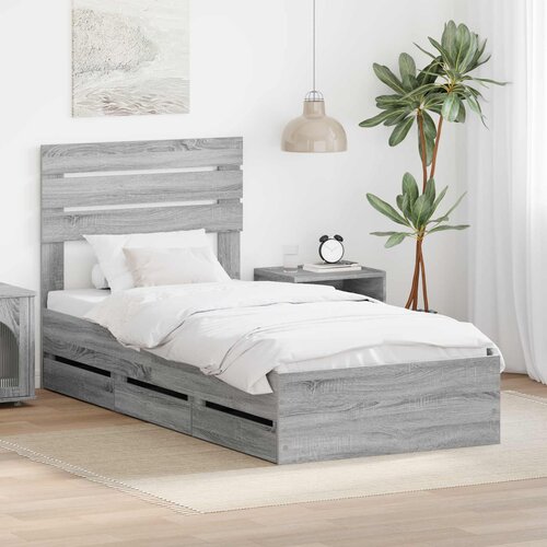  Krevetna konstrukcija Siva Sonoma 90 x 200 cm Inženjersko Drvo Cijene