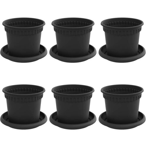 VidaXL Saksije za biljke 6 pcs Crna &amp;Oslash; 12 5 x 10 cm Plastika - Crna &amp;Oslash; 12 5 x 10 cm 6 Slike