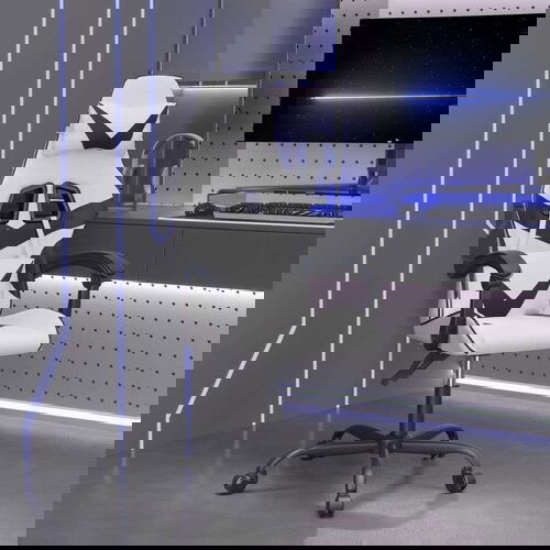  Okretna igraća stolica bijelo-crna od umjetne kože Slike